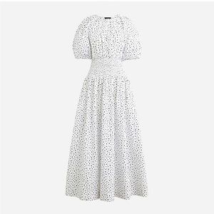 Jcrew Puff- sleeve smocked-waist midi dress in dot
Size L.